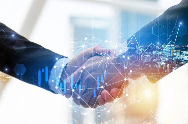 istock business man investor handshake with global network link connection and graph chart stock market diagram and city background, digital technology, internet communication, teamwork, partnership concept 1159401925