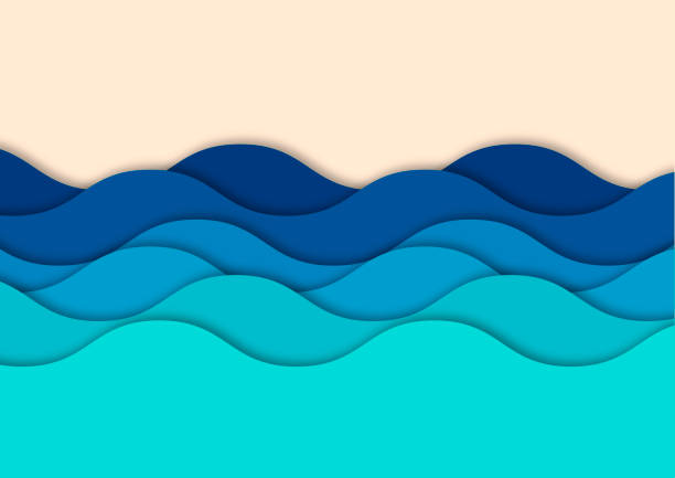 파도 배경 - lake sea seascape water stock illustrations