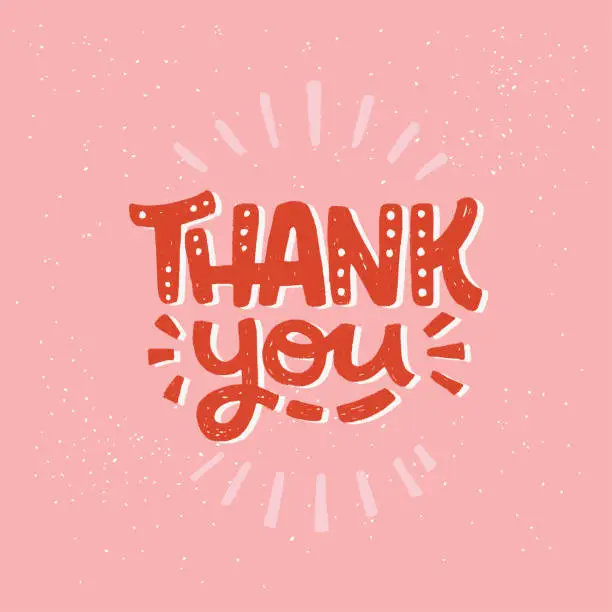 Vector illustration of Thank You hand lettering phrase