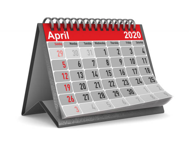 istock 2020 year. Calendar for April. Isolated 3D illustration 1159407217