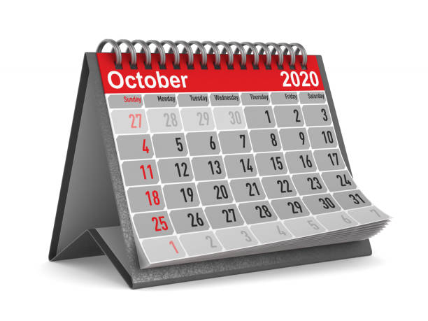 istock 2020 year. Calendar for October. Isolated 3D illustration 1159407220