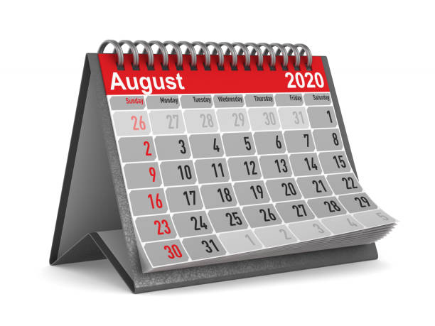 istock 2020 year. Calendar for August. Isolated 3D illustration 1159407222