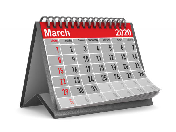 2020 year. Calendar for March. Isolated 3D illustration