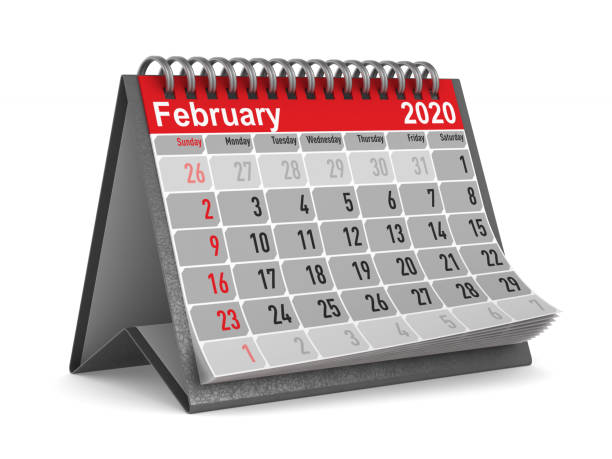 istock 2020 year. Calendar for February. Isolated 3D illustration 1159407229