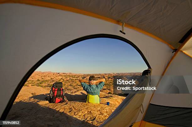 Camping In Desert Of Utah Stock Photo - Download Image Now - Activity, Adult, Backpack