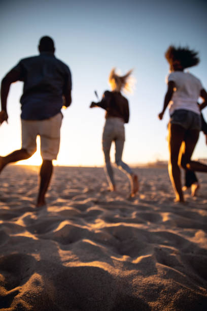 istock Happy friends on the beach in summer 1159412921