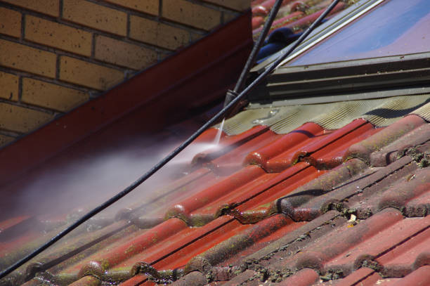 istock House roof cleaning with pressure tool 1159416294