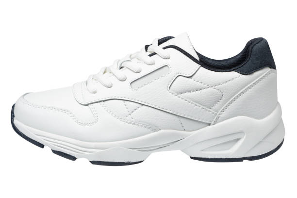 istock One white sneaker, side view, for an active lifestyle, on a white background 1159416689