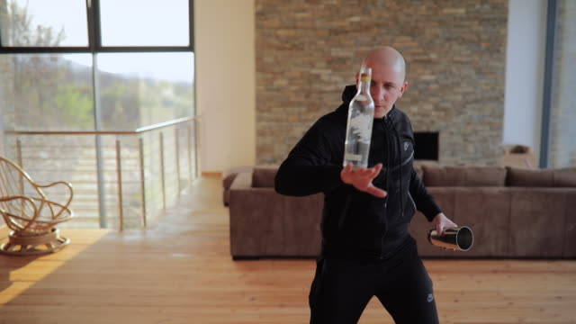 Barman practicing flairtending