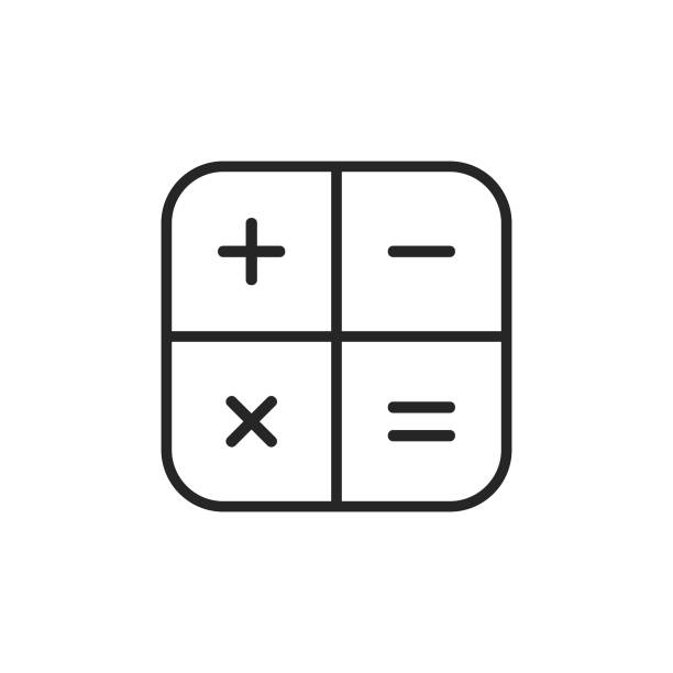 rechner, mathe-linien-symbol. bearbeitbarer strich. pixel perfekt. für mobile und web. - tax tax form financial advisor calculator stock-grafiken, -clipart, -cartoons und -symbole