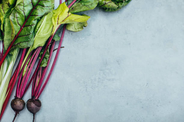 Red Beetroot with green leaves