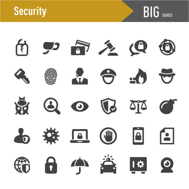 ilustraciones, imágenes clip art, dibujos animados e iconos de stock de iconos de seguridad - big series - oficio de seguridad