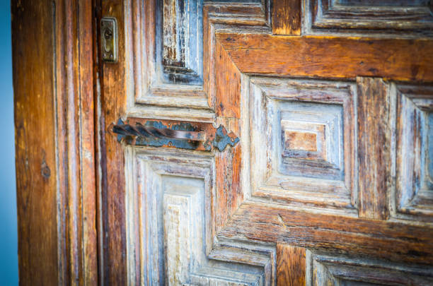 ancient doors close up on the historical streets of Spain - close up view of details