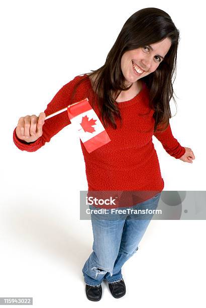 Flagge Winken Kanada Stockfoto und mehr Bilder von Ansicht aus erhöhter Perspektive - Ansicht aus erhöhter Perspektive, Blick in die Kamera, Braunes Haar
