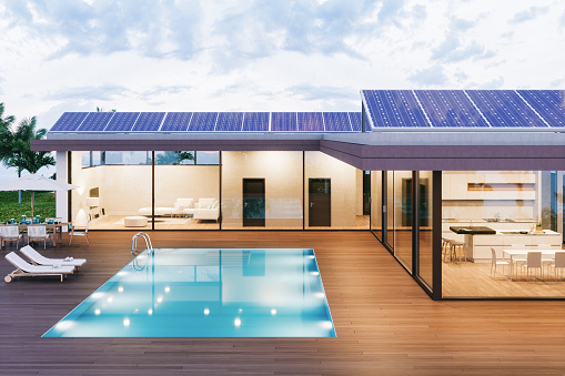 Luxury Villa With Solar Panels Stock Photo - Download Image Now - Solar  Panel, House, Solar Energy - iStock