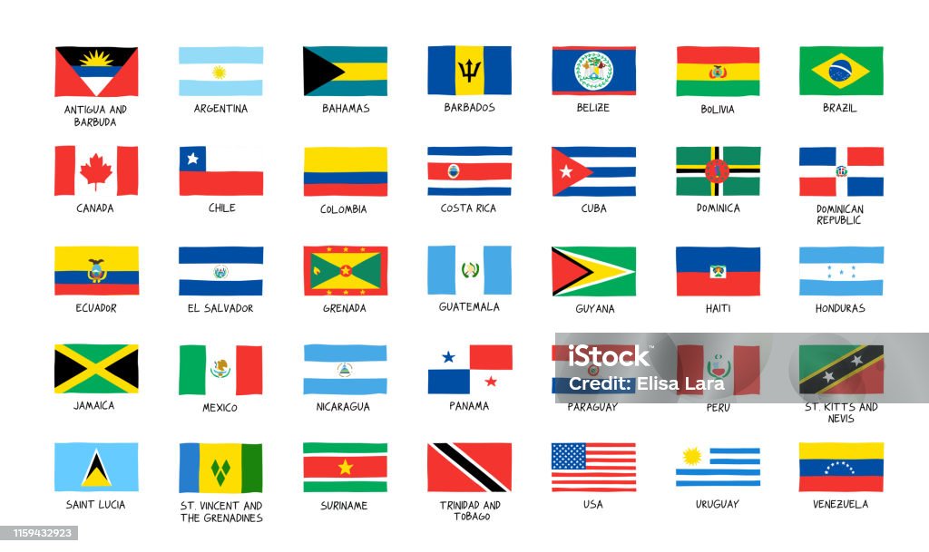 Flags Of The 35 Countries Of The American Continent Stock Illustration -  Download Image Now - iStock