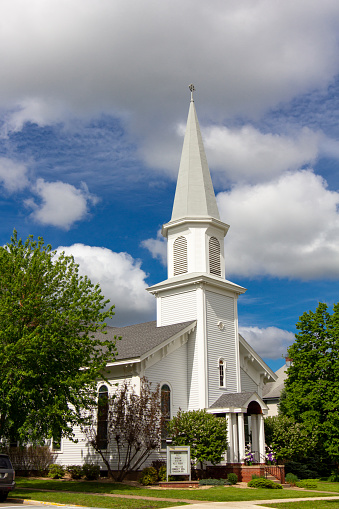 HUDSON, WI/USA - MAY 28, 2019: First Babtist Church in the American Midwest.