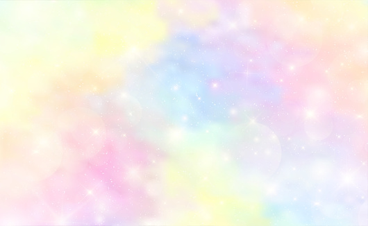 Abstract Colorful Watercolor background and pastel color.The unicorn in pastel sky with rainbow. Cute bright candy background. EPS 10