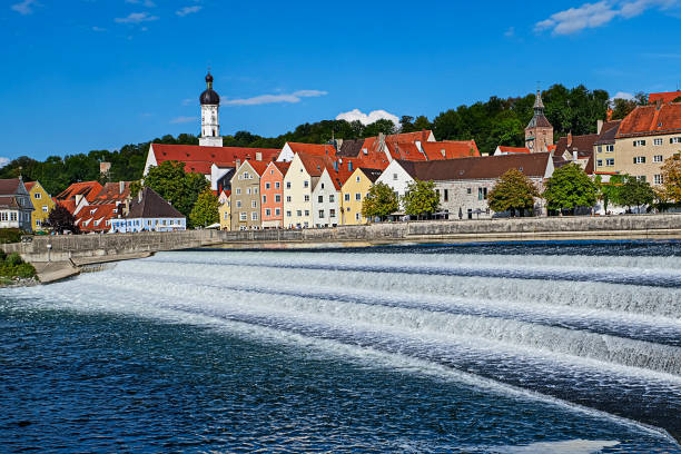 Landsberg am Lech with barrages stock photo