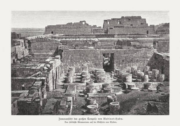 istock Temple of Rameses III, Medinet Habu, Egypt, woodcut, published 1879 1159437941