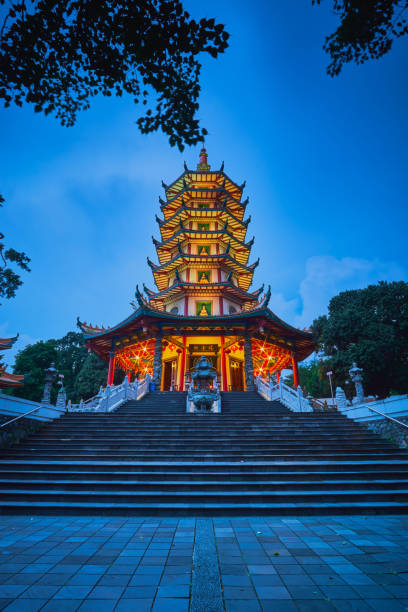 istock Beautiful pagoda in the evening under blue sky 1159438077