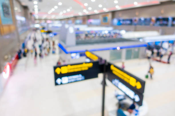 istock Blurred background of inside airport , travel concept 1159438340