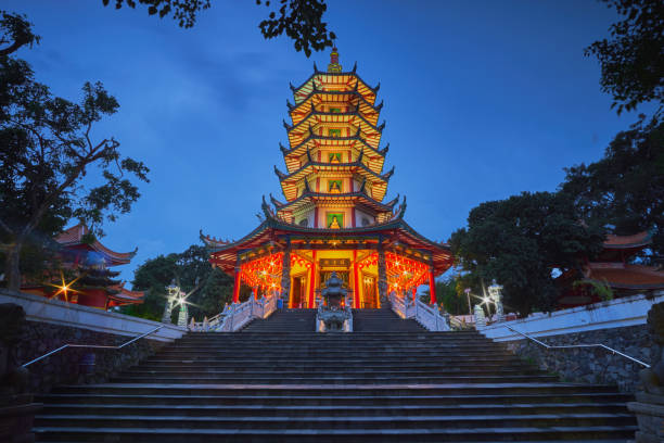 istock Beautiful pagoda in the evening under blue sky 1159439141