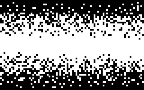ilustraciones, imágenes clip art, dibujos animados e iconos de stock de fondo de píxeles blanco y negro. diseño minimalista con cuadrados monocromos. degradado de semitono abstracto. plantilla de textura aleatoria. rectángulos caóticos. ilustración vectorial - pixelado