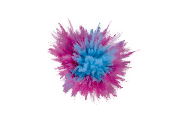 istock Colored powder explosion on white background. Abstract closeup dust on backdrop. Colorful explode. Paint holi 1159444690