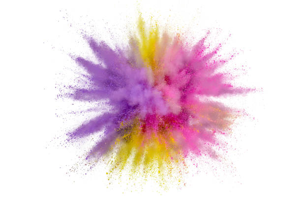 istock Colored powder explosion on white background. Abstract closeup dust on backdrop. Colorful explode. Paint holi 1159444907