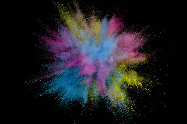 istock Colored powder explosion. Abstract closeup dust on backdrop. Colorful explode. Paint holi 1159445213