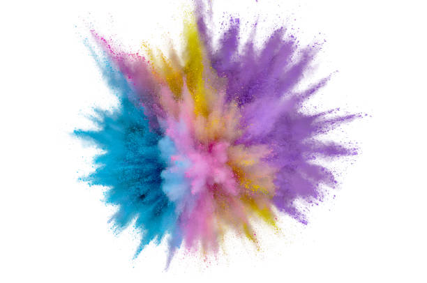 istock Colored powder explosion on white background. Abstract closeup dust on backdrop. Colorful explode. Paint holi 1159445221