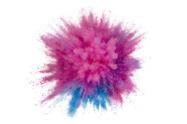 istock Colored powder explosion on white background. Abstract closeup dust on backdrop. Colorful explode. Paint holi 1159445244