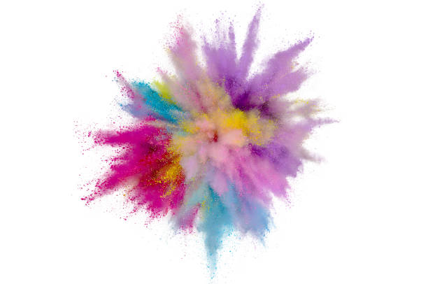 istock Colored powder explosion on white background. Abstract closeup dust on backdrop. Colorful explode. Paint holi 1159445263