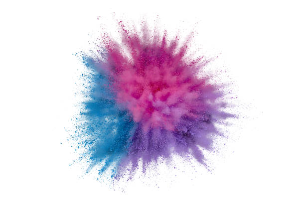 istock Colored powder explosion on white background. Abstract closeup dust on backdrop. Colorful explode. Paint holi 1159445510