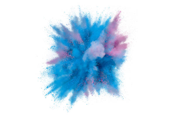 istock Colored powder explosion on white background. Abstract closeup dust on backdrop. Colorful explode. Paint holi 1159445888