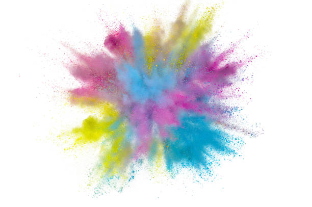 istock Colored powder explosion on white background. Abstract closeup dust on backdrop. Colorful explode. Paint holi 1159445997