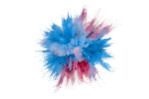 istock Colored powder explosion on white background. Abstract closeup dust on backdrop. Colorful explode. Paint holi 1159445998