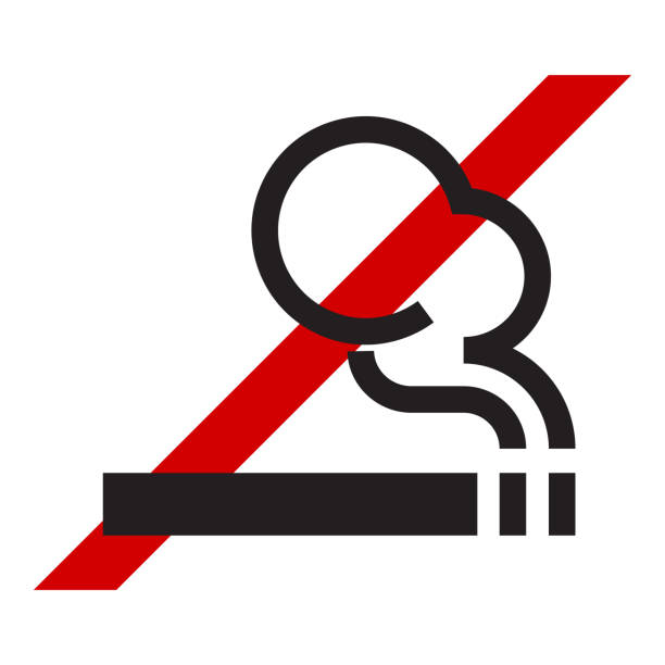 No smoking vector icon, cigarette and red crossed line. Smoking forbidden, kein rauchen or rauchverbot, no fumar, ne pas fumer warning sign No smoking vector icon, cigarette and red crossed line. Smoking forbidden, kein rauchen or rauchverbot, no fumar, ne pas fumer warning sign fumar stock illustrations