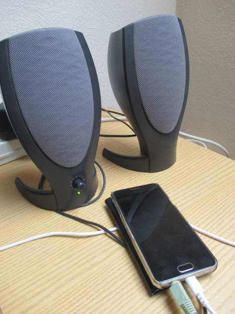 istock Speakers connected to a mobile phone 1159457800