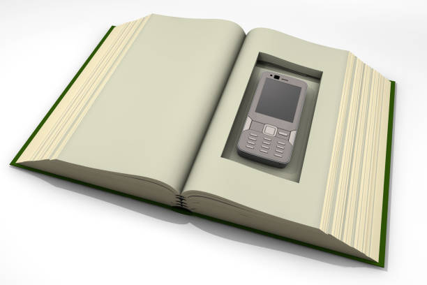 Secret dialing in Prison. Hidden mobile phone in the notebook. Write your message to empty page.