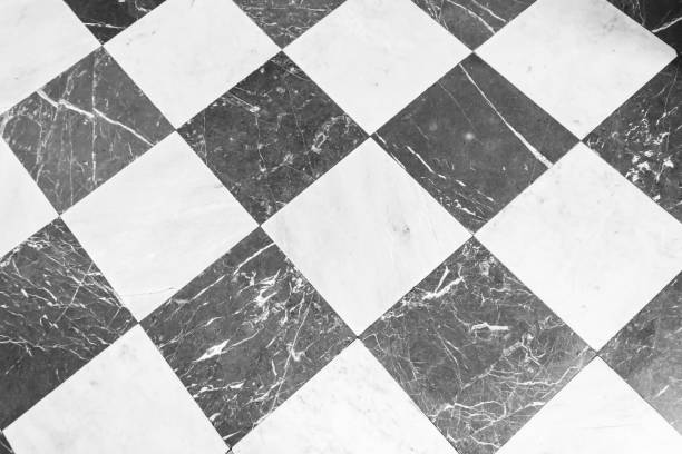 istock Black and white checkered marble floor. Marble texture for background 1159465233