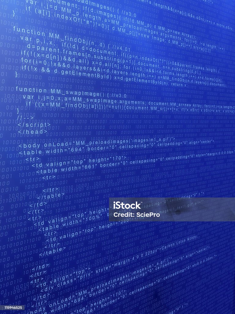 3d code 3d rendered code matrix Blue Stock Photo