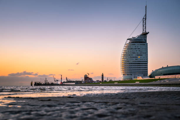 Evening view of a city on the North Sea coast.