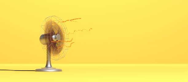 3D running fan during heatwave 3D running fan during heatwave coloured background electric fan stock pictures, royalty-free photos & images