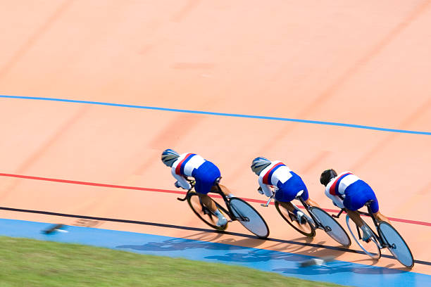 Bicycle Race Individual cycling time trials at a velodrome. team sport stock pictures, royalty-free photos & images