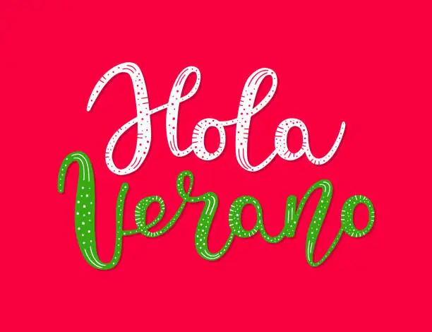 Vector illustration of Hello Summer hand drawn lettering inscription