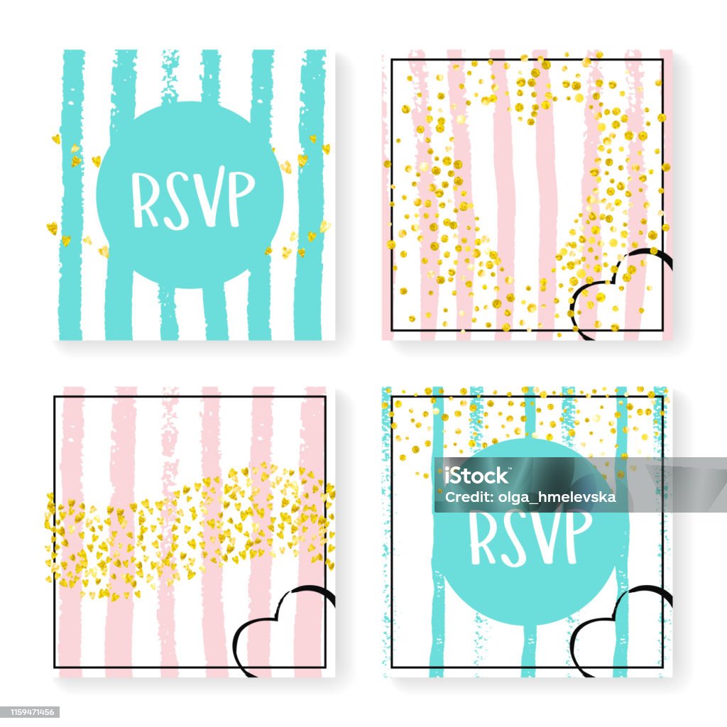 Coriandoli glitter nuziali su strisce, set inviti - arte vettoriale royalty-free di Blu Coriandoli glitter nuziali su strisce, set inviti - arte vettoriale royalty-free di Blu