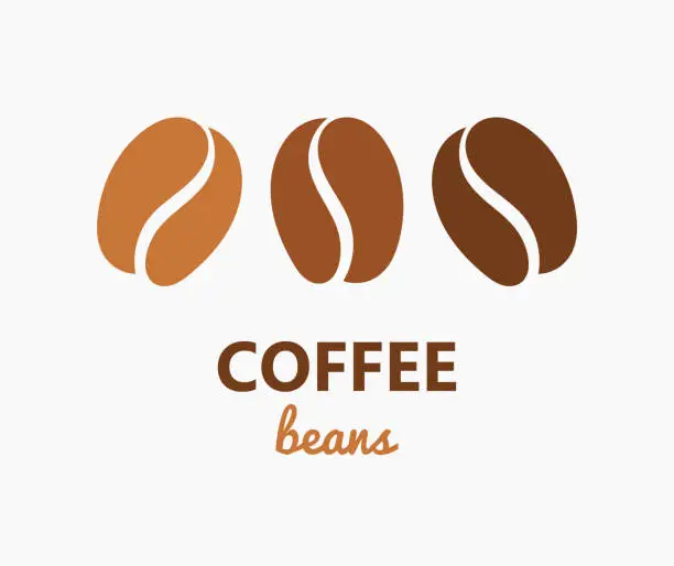 Vector illustration of Three coffee beans symbol.