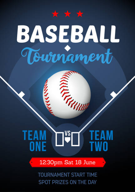 Baseball tournament poster Vector poster for a baseball team competition baseball stock illustrations